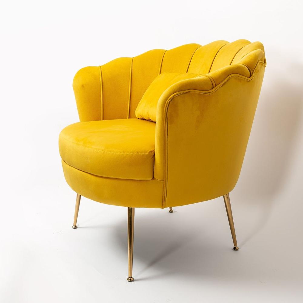 Yellow Wooden Lotus Flower Shape Single Sofa