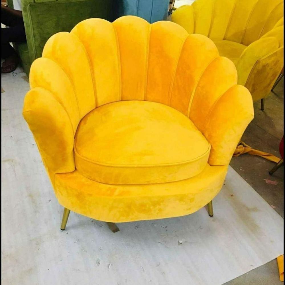 Yellow Wooden Lotus Flower Shape Single Sofa