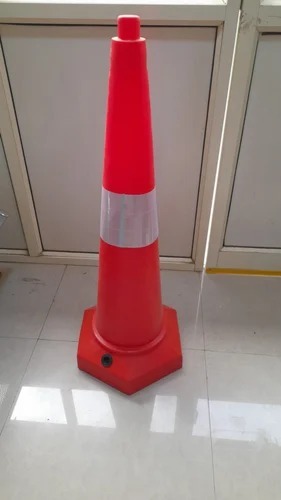 Plastic Hexagonal Base Traffic Cone - Color: Red