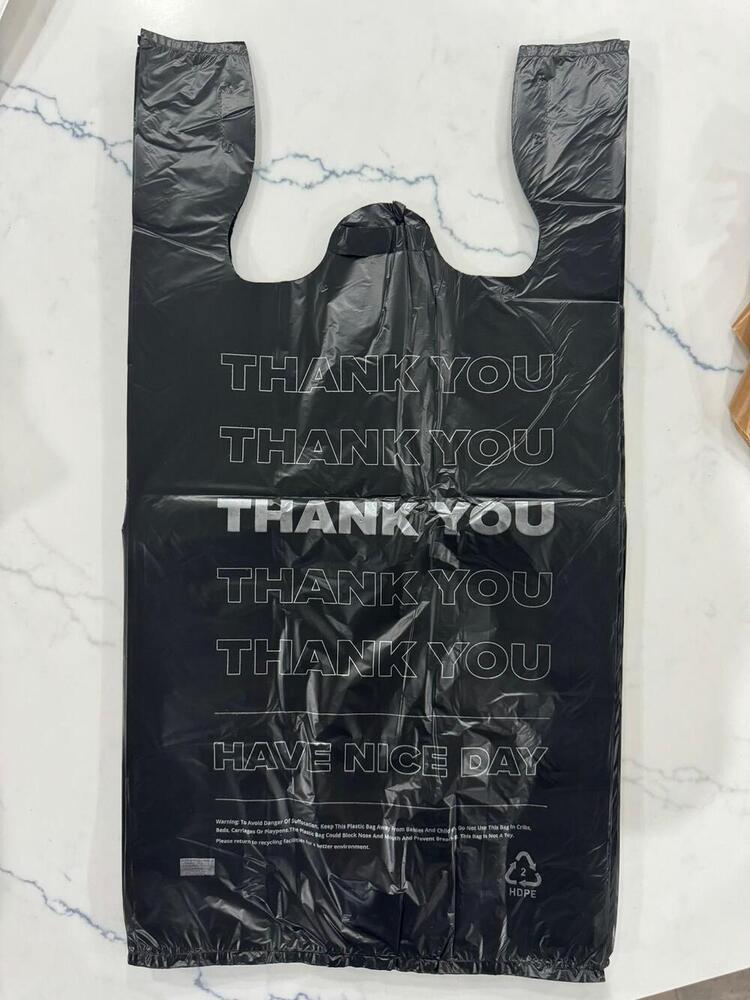 Black W Cut Thank You Printed Bags - Color: Multiple