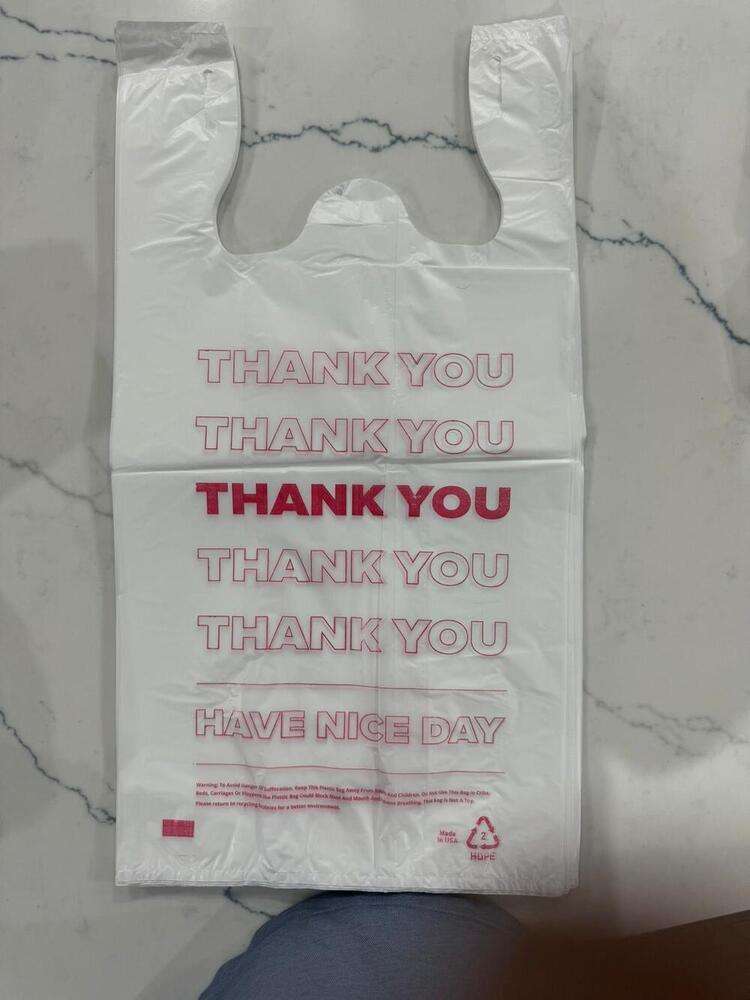 White W Cut Thank You Printed Bags - Color: Multiple