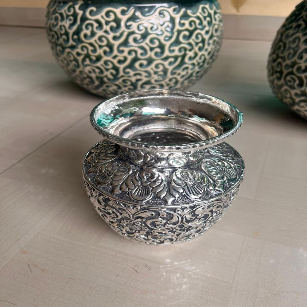 German Silver Antique silver replica kalash heavy gauge intricate carving*