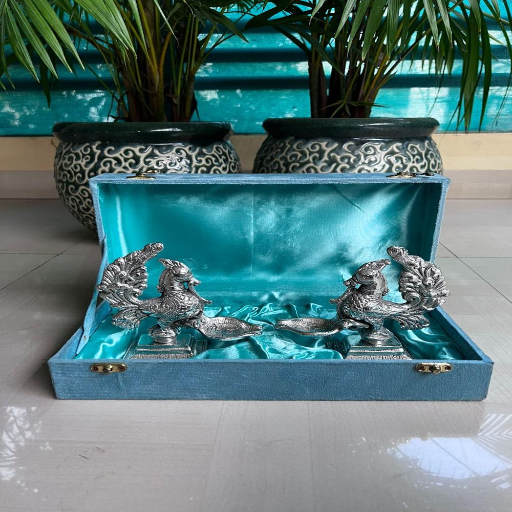 Peacock antique deepam in box