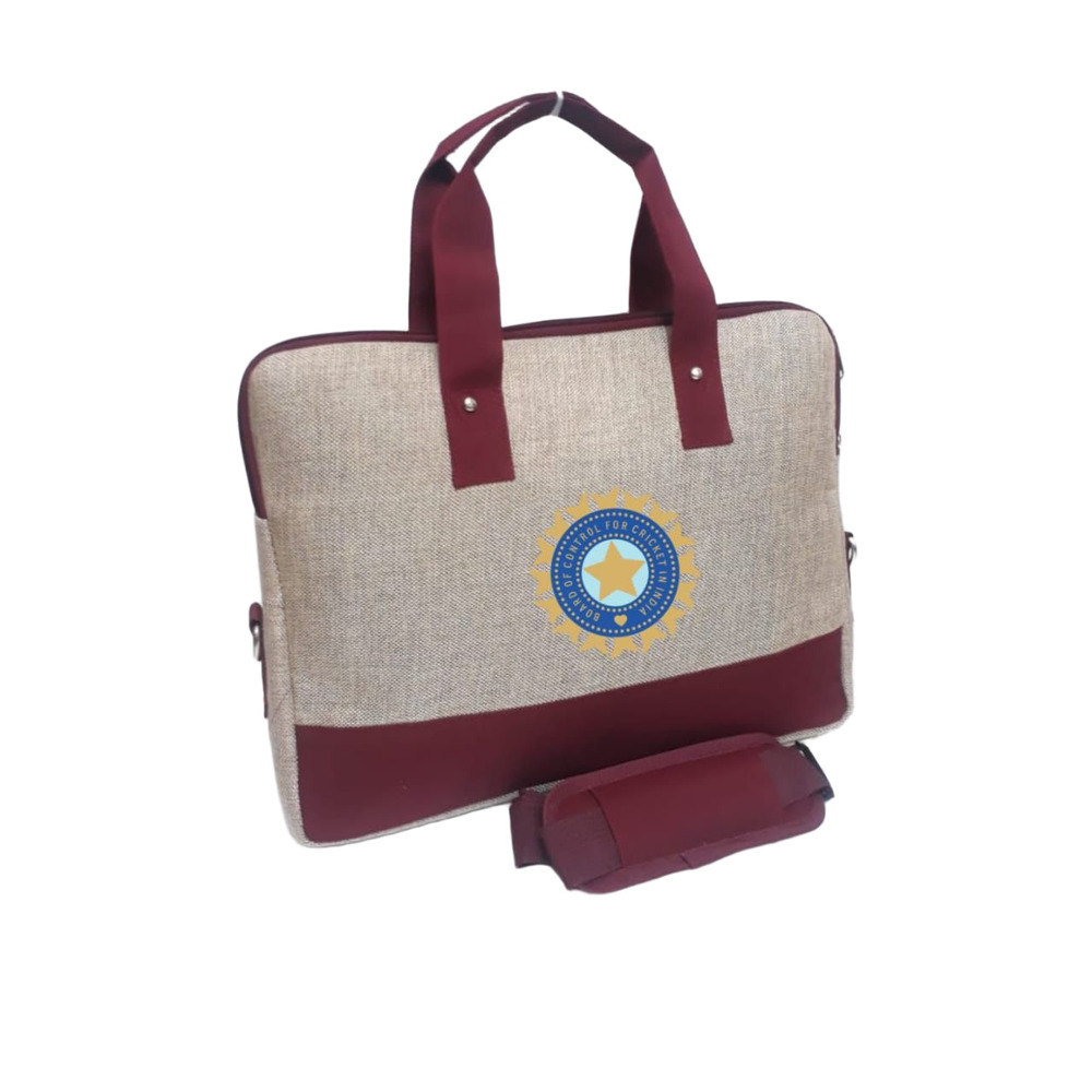 Maroon Beige Jute Laptop Bag - Feature: Eco-Friendly & Biodegradable