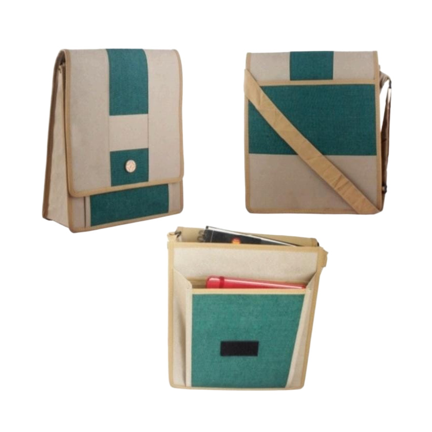 Jute Laptop Massenger Bag - Color: Multi Colour