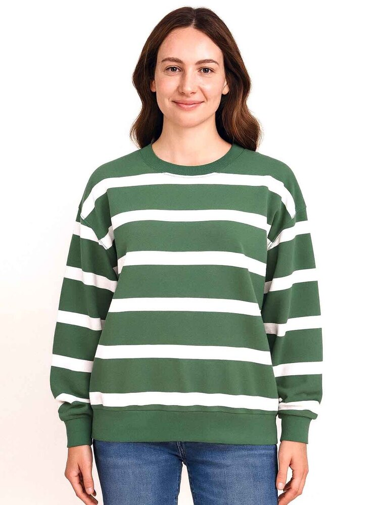 Ladies  Striped    Pullover  Sweatshirt