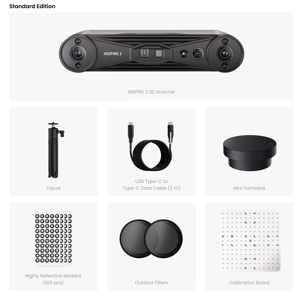 Revopoint INSPIRE 2 Wireless Infrared Laser & Structured Light 3D Scanner |