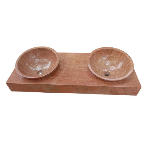 Dual Table Top Marble Wash Basin - Color: Brown