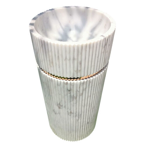 White Marble Round Wash Basin - Installation Type: Floor Mounted