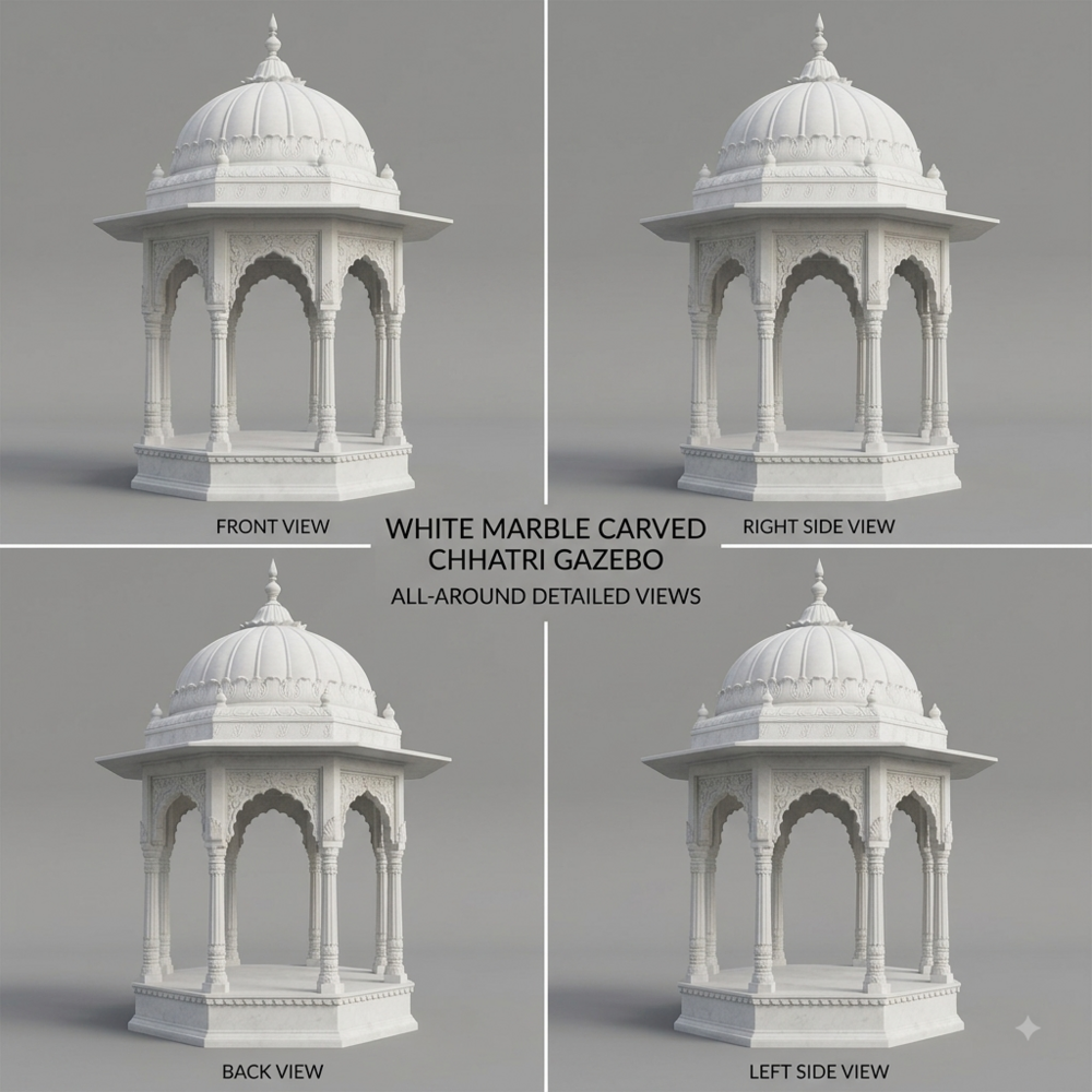 Carved Marble Temple - Color: White