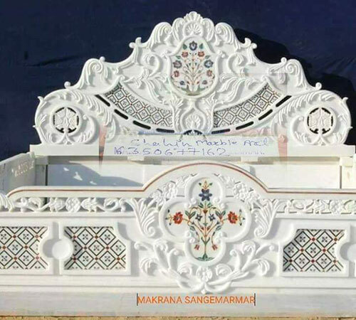 White Marble Bed Header - Material: Creamic