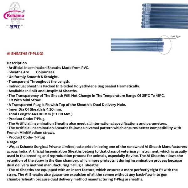 Artificial Insemination Sheaths (Dual Delivery) Pack Of 100 Pcs Mini Sheath Disposable 100 Pcs