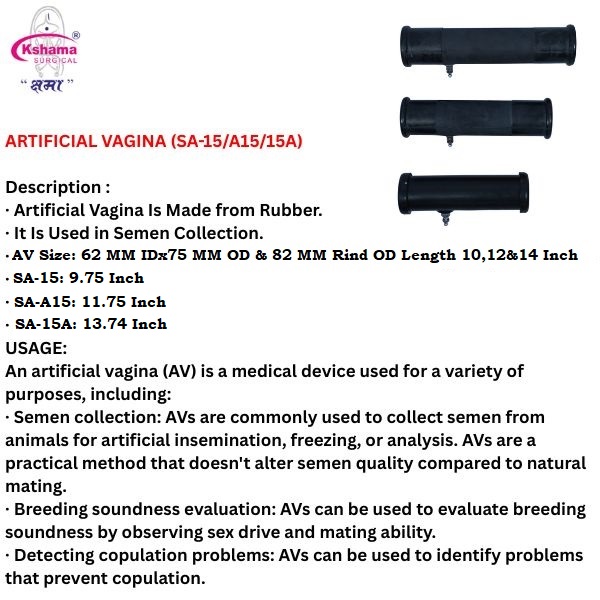 Artificial Vagina for Animal Bull Semen Collection Instrument Veterinary (Pack of 1 Pcs)