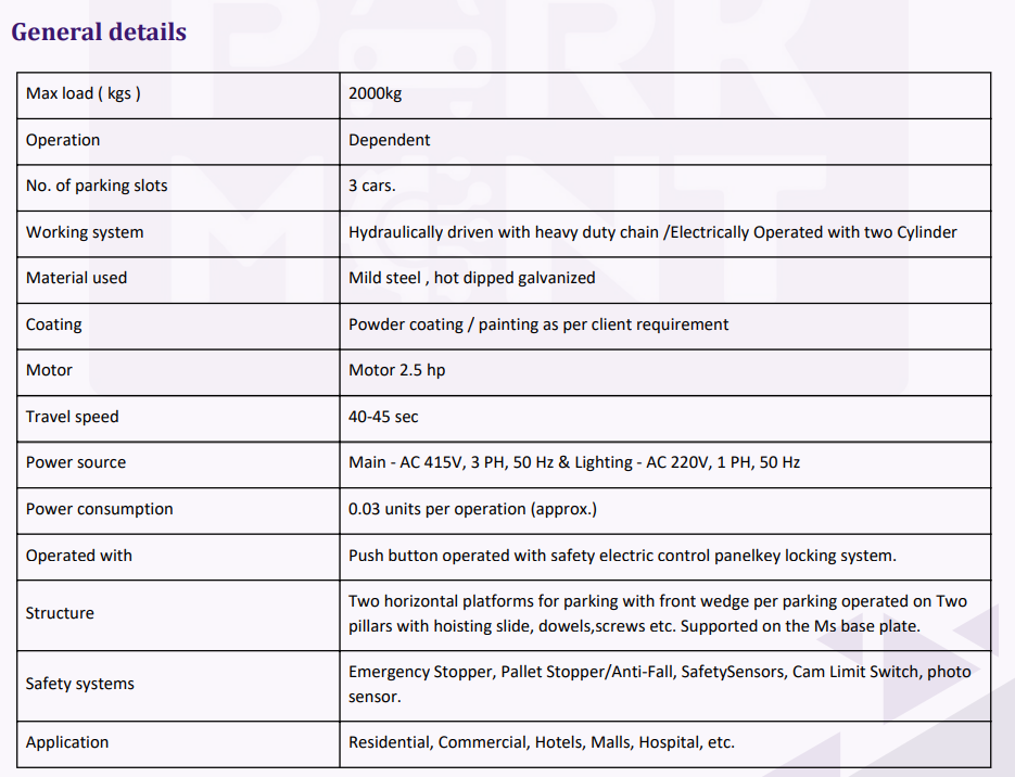 Mechanical Car Parking System - Color: Silver