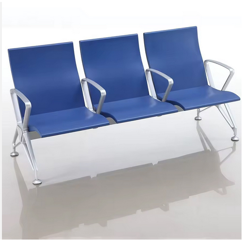 Comfortable 3 Seater Pu Foam Waiting Chair Beach Chairs Airport Lounge Chair - Color: Blue