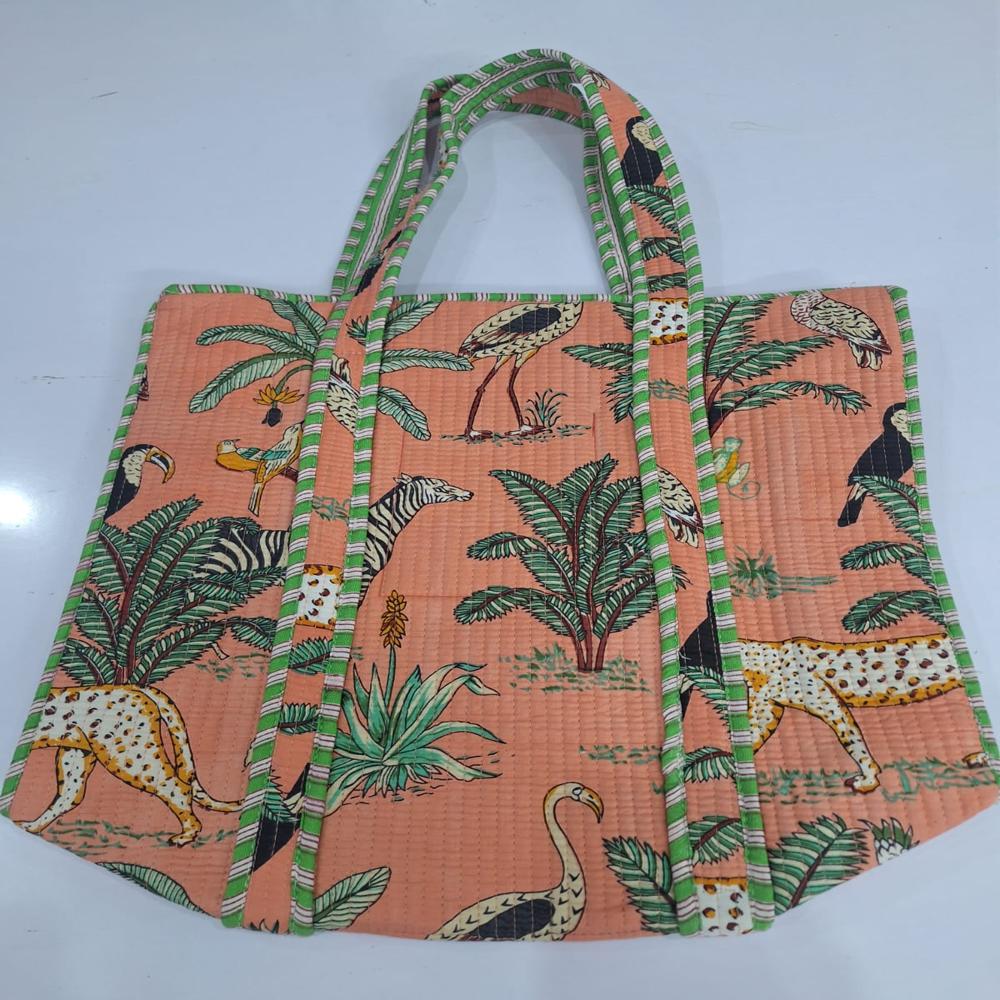 Hand Block Printed Tote Bag - Application: Multi Purpose