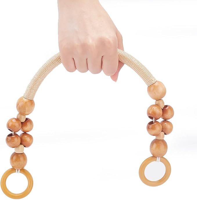 Nylon Rope with Wooden Beaded Bag Handles U-Shape Purse Straps Replacement Handles for Bag Making DIY Crochet Bag 33/37/47cm E25418