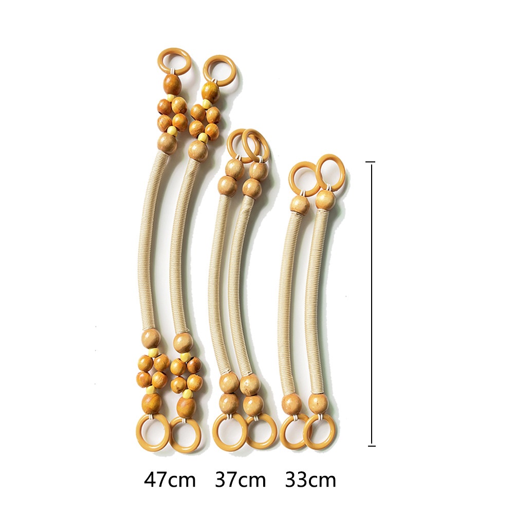 Nylon Rope with Wooden Beaded Bag Handles U-Shape Purse Straps Replacement Handles for Bag Making DIY Crochet Bag 33/37/47cm E25418