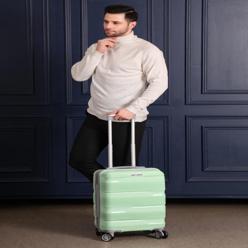 Hard cabin teal green trolley bag