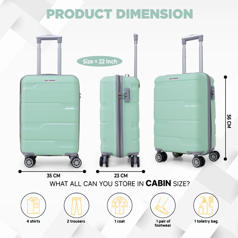 Hard cabin teal green trolley bag