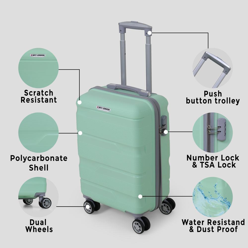 Hard cabin teal green trolley bag