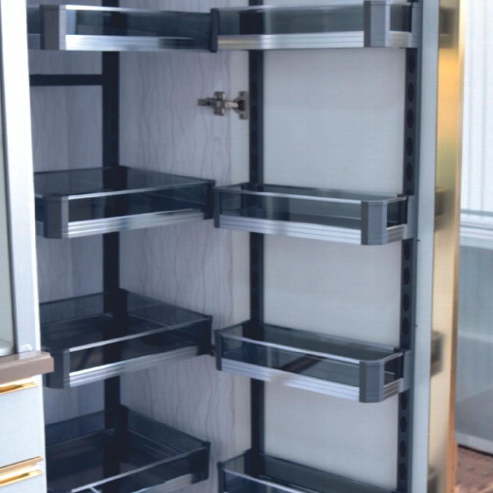 Pull Out Glass Kitchen Pantry - Color: Black