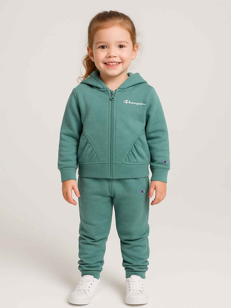 Girls  Fullzipper   Hooded Green  Jogging Set