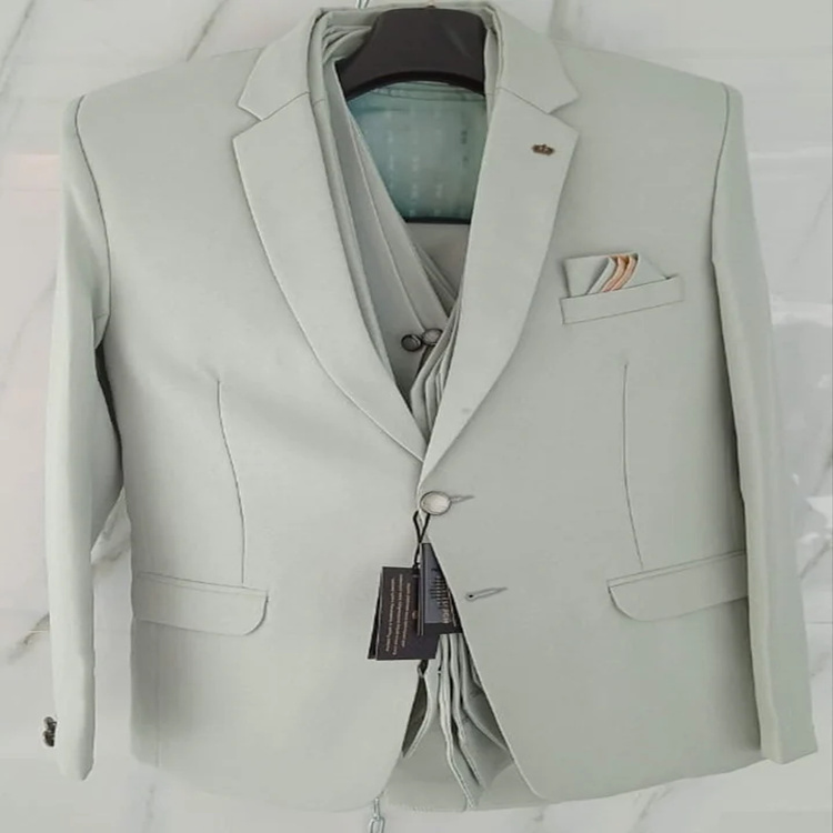 Off White Blazer Pant Set - Design: Plain