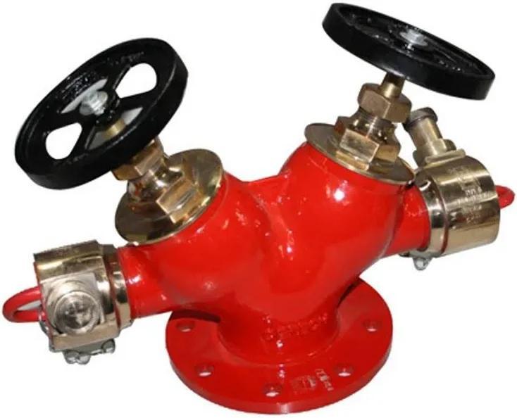 Fire Double Outlet Valve - Coating Type: Polished / Painted Red