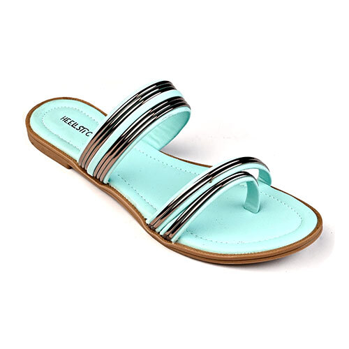 Ladies Flat Chappal - Color: Sky Blue