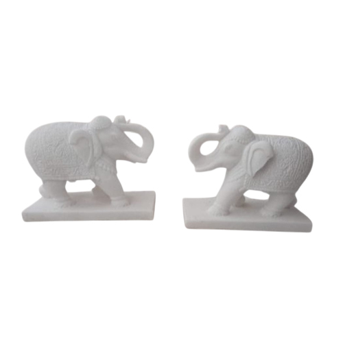 Marble Elephant Statue - Color: White