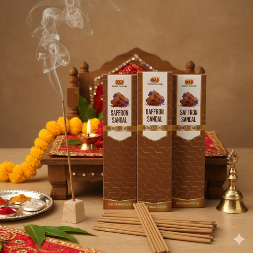 Saffron Sandal Bambooless Dhoop Incense Sticks