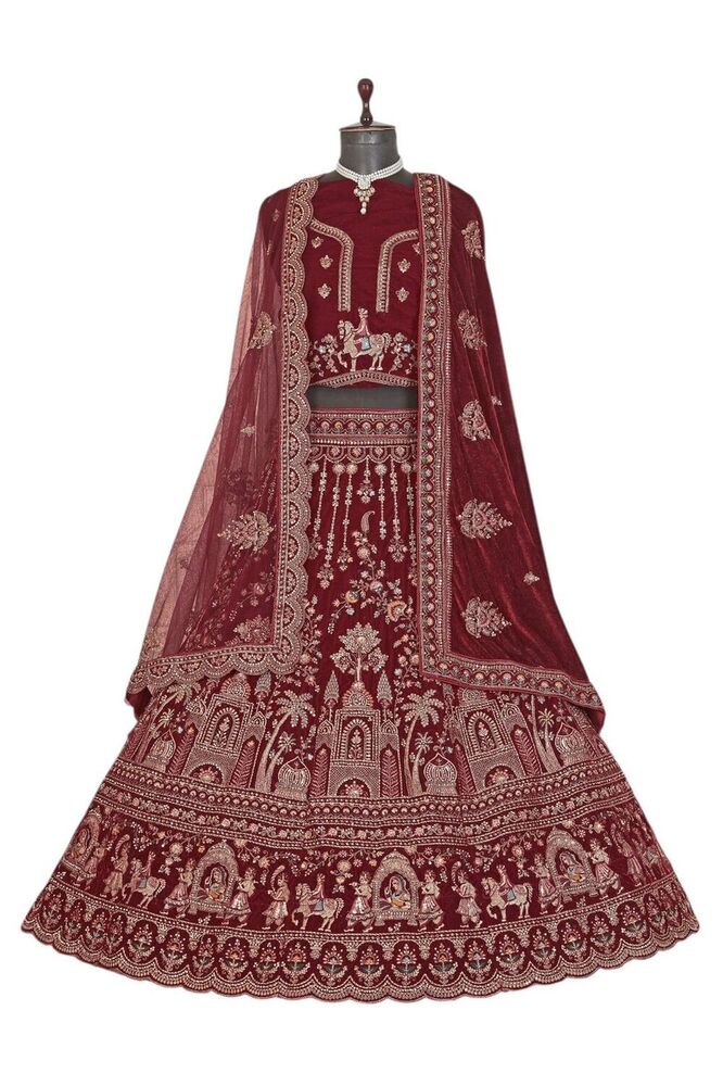 Unique-C2 Anaya Designer Lehenga - Color: Dark Blue With Gold Accents