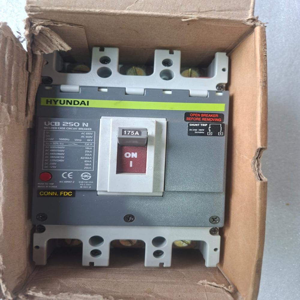 Hyundai Ucb 250n Molded Case Circuit Breaker 175a 3p Mccb Hyundai 175a 440v/35ka - Frequency: 50/60 Hertz (hz)