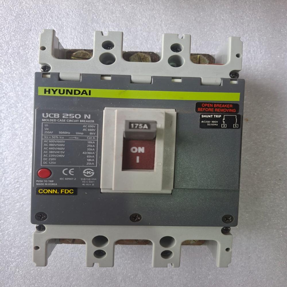 HYUNDAI UCB 250N MOLDED CASE CIRCUIT BREAKER 175A 3P MCCB HYUNDAI 175A 440V/35KA