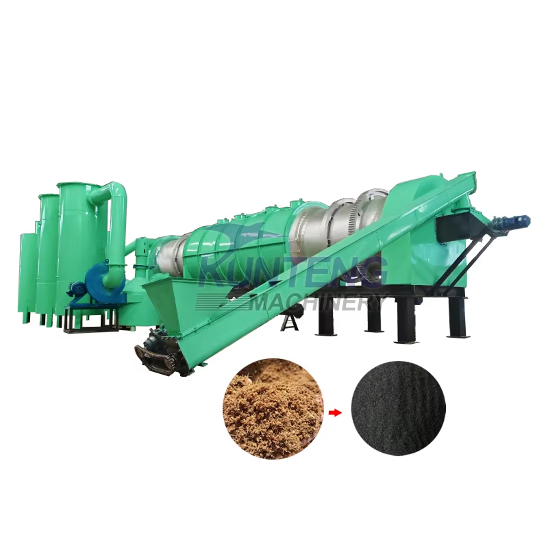 Smokeless Continuous Carbonization Furnace Food Waste Vinasse Olive Pomace Carbonization Furnace Charcoal Making Machine - Briquette Size: Customized