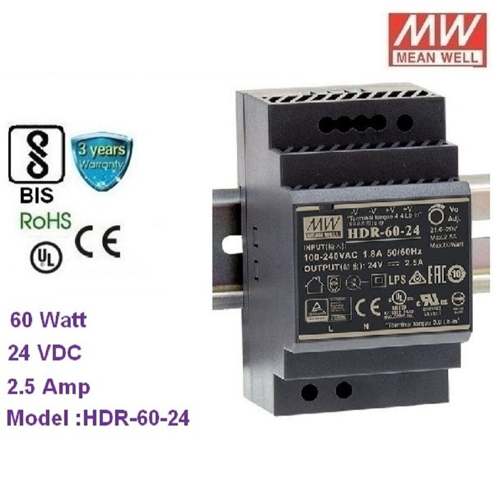 Meanwell smps HDR-60-24 Ultra Slim Din Rail Power Supply