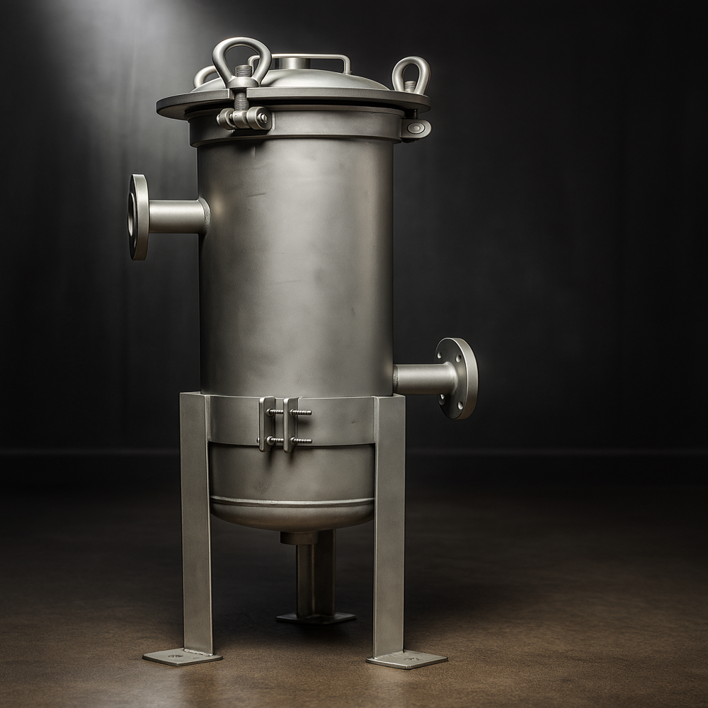 Industrial Filter Housing - Stainless Steel, High Capacity, Manual Cleaning Method, Flanged Connection, High Efficiency, Durable & Corrosion Resistant, Fine Mesh, Cartridge Filter, High Flow Rate, Up To 100 Psi Pressure, Up To 200â°c Temperature Range, 1 Year Warranty, Approximately 50 Kg Weight