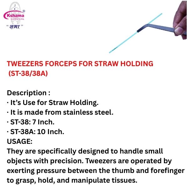 Tweezers Forceps for Straw Holding Veterinary AI Use I Stainless Steel (1 Pcs)