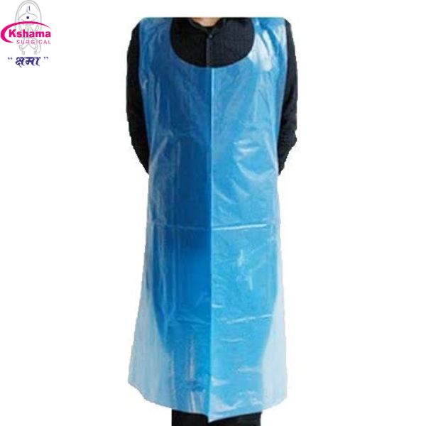 Apron Plastic Ldpe 20 Microns Pack Of 50 Pcs - 130x80 Cm Sky Blue Disposable Plastic Apron, Folded Pouches For Convenient Use