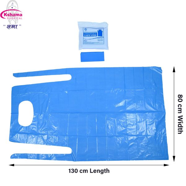 Apron Plastic Ldpe 20 Microns Pack Of 50 Pcs - 130x80 Cm Sky Blue Disposable Plastic Apron, Folded Pouches For Convenient Use