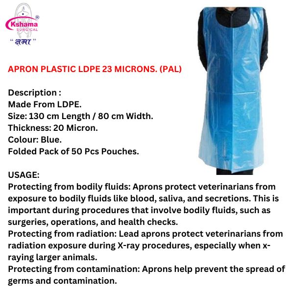 Apron Plastic LDPE, Pack of 50 Pcs, Disposable Kitchen apron, Patient apron, Waterproof, Blue, plastic