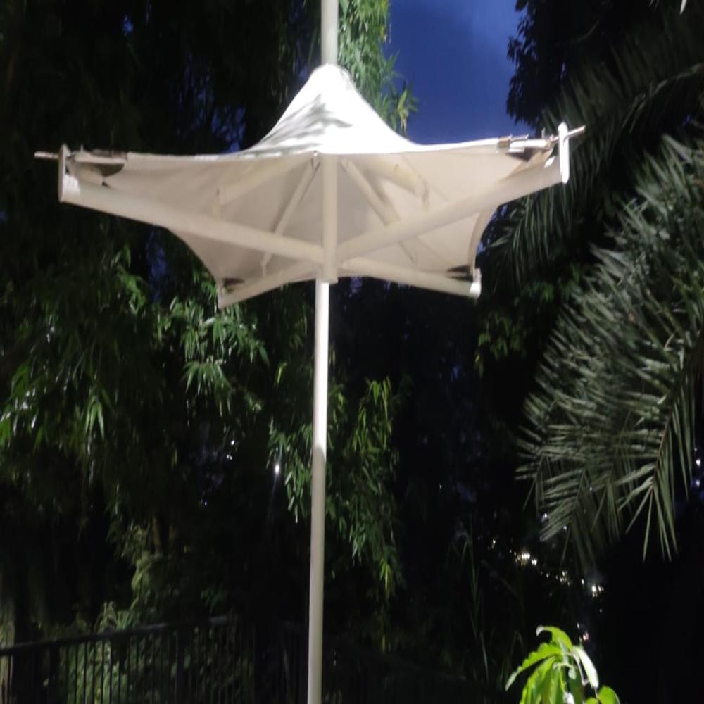 Tensile Umbrella Structure - Pvc Material, Dome Shape, Red Color | Quality-assured Beach Canopy For Ultimate Sun Protection
