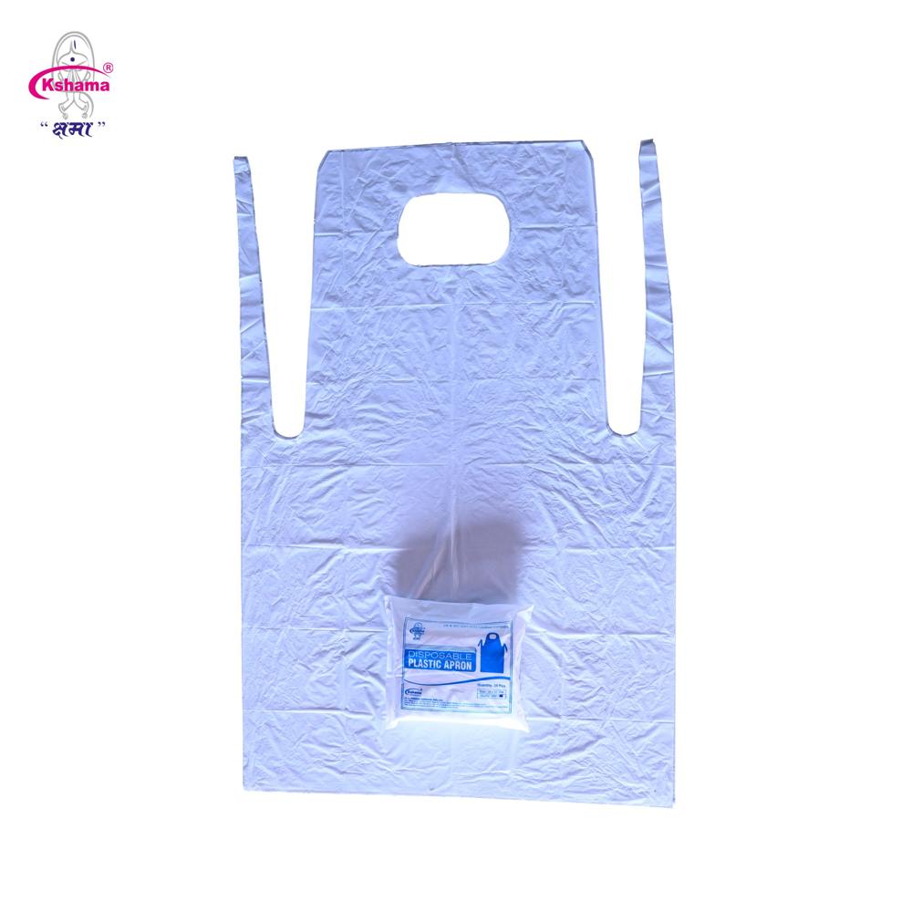 Apron Plastic HM, Pack of 50 pcs, Disposable Kitchen apron, Patient apron, Waterproof, White, plastic