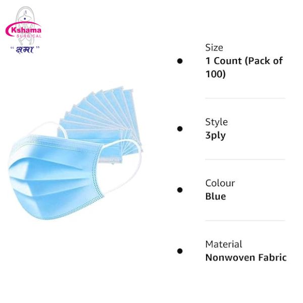 Face Mask Non-Woven Fabric Disposable 3 Ply (Pack Of 300 Pcs)