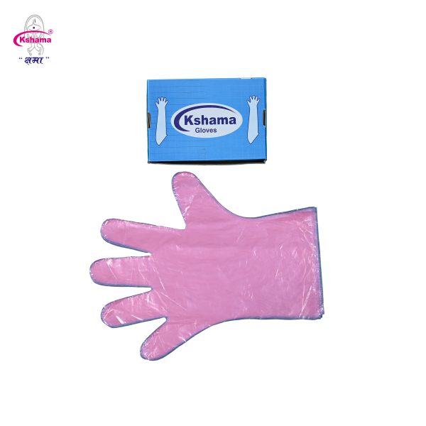 Gloves-p-14 Inch (Ldpe) Pink 18 Microns Pack Of 100 Pcs - Ldpe Material, 355x300 Mm Dimensions , Five Finger Design, Smooth Edges And Surface