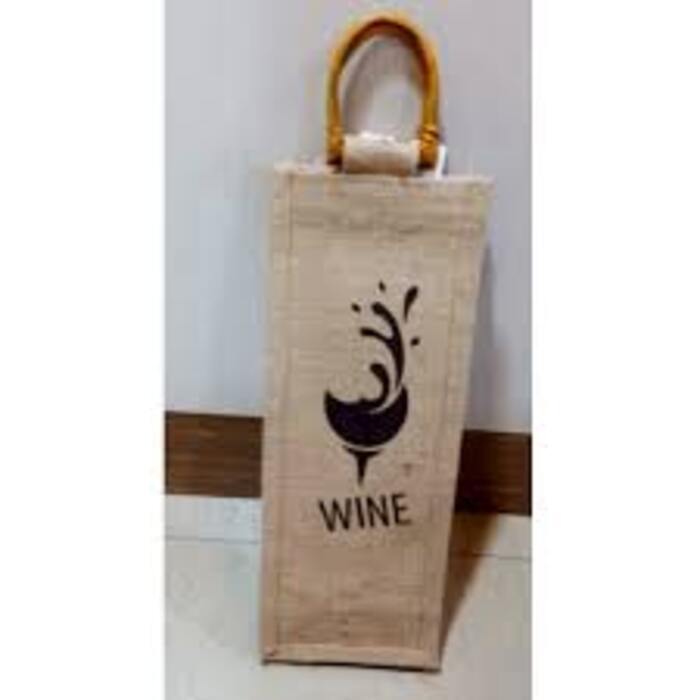 Printed Jute Bottle Bag - Color: Multicolor
