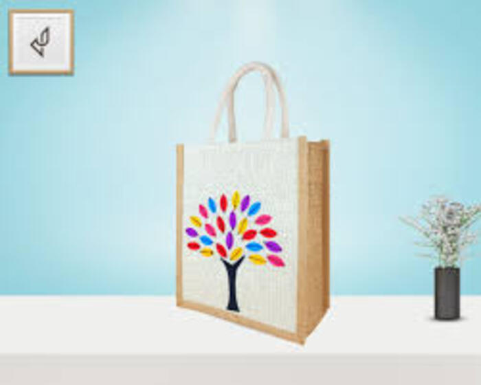Designer Jute Bag - High-quality Natural Jute Material, Various Sizes Available, Multicolor Customization - Comfortable Hand Length Handle, Plain Pattern For Stylish Versatility