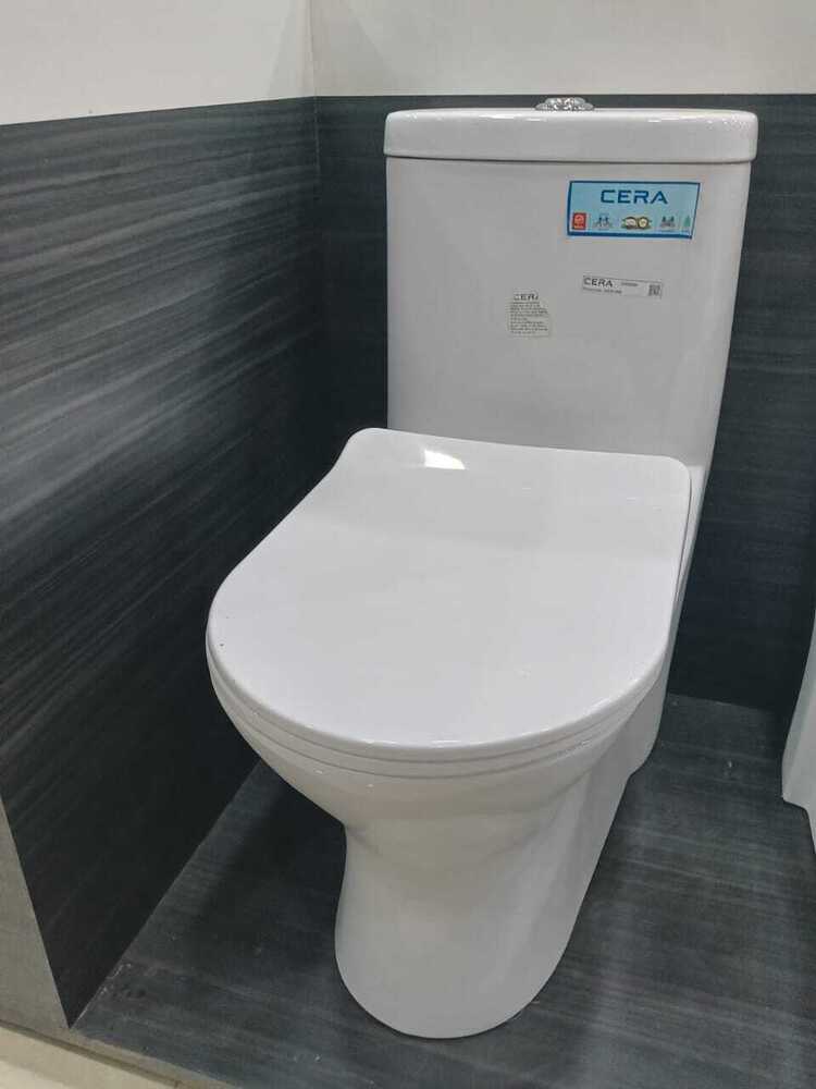 White One Piece Commode - Material: Ceramic