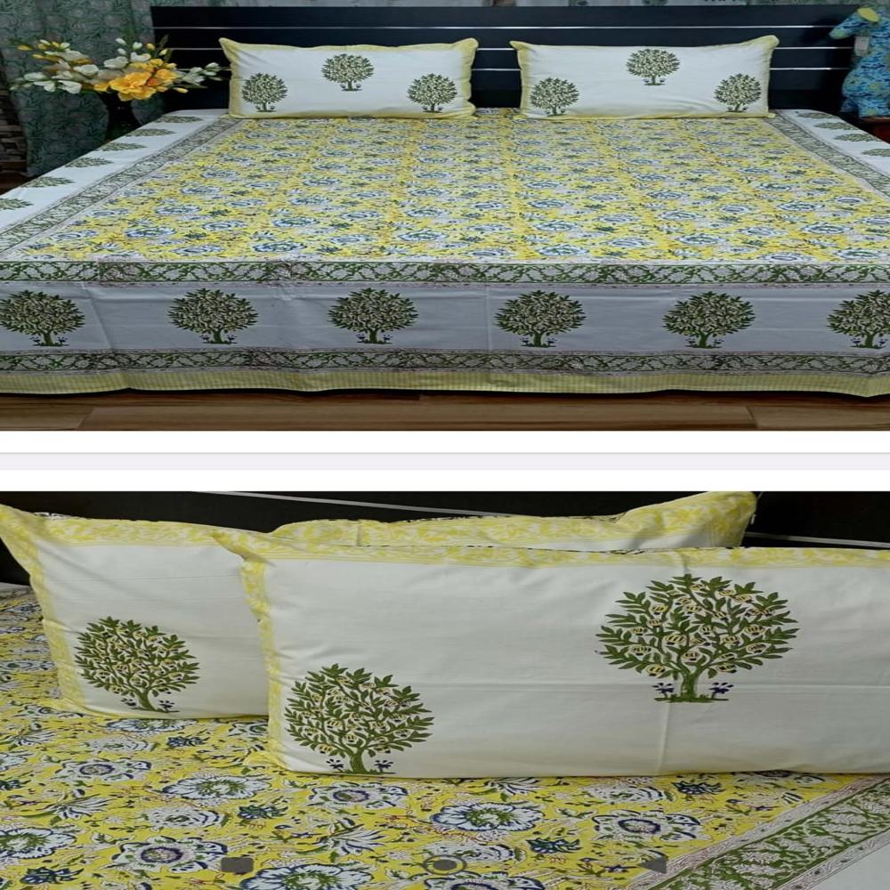 Hand Print Cotton Bedsheet - Density: 2000 Gram Per Cubic Centimeter(g/cm3)